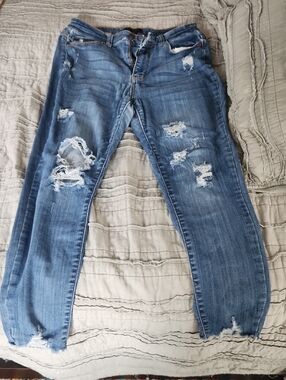 Judy Blue Distressed Skinny Fit Blue Jeans